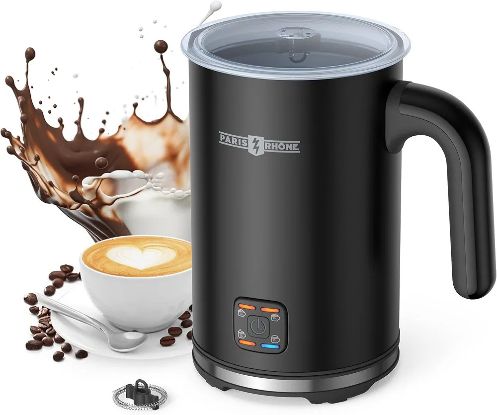 PARIS RHÔNE Milk Frother - 4-in-1 Electric Milk Frother and Steamer for Coffee, Hot/Cold Foam, 1... | Amazon (US)