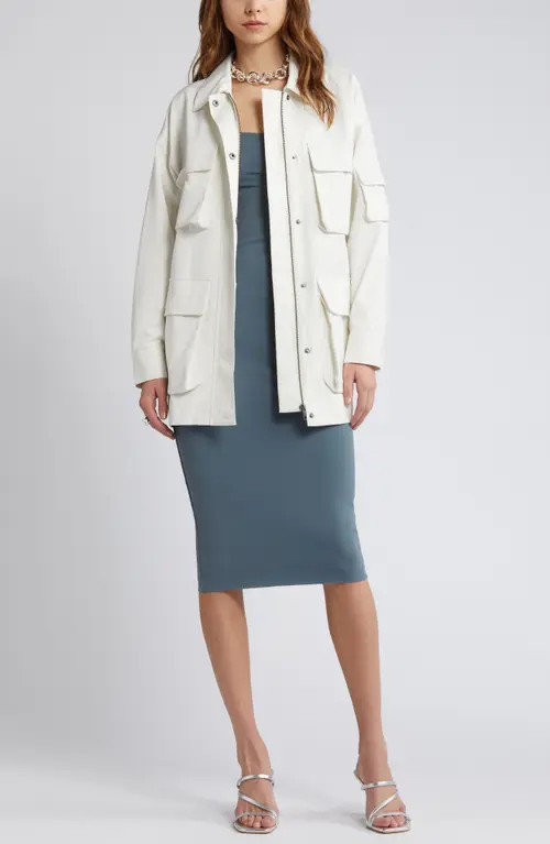 Open Edit Oversize Twill Utility Jacket in Ivory Cloud at Nordstrom, Size Small | Nordstrom