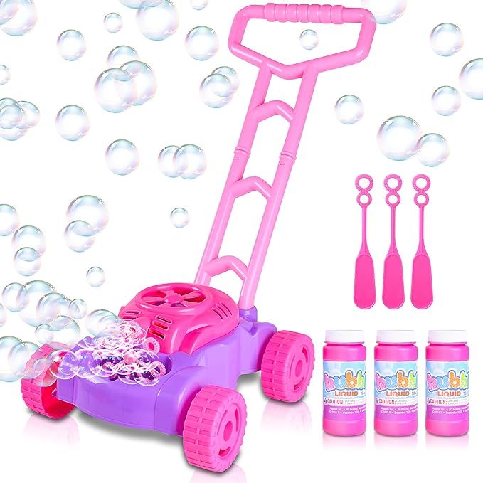 ArtCreativity Pink and Purple Bubble Lawn Mower for Toddlers | Electronic Bubble Blower Machine |... | Amazon (US)