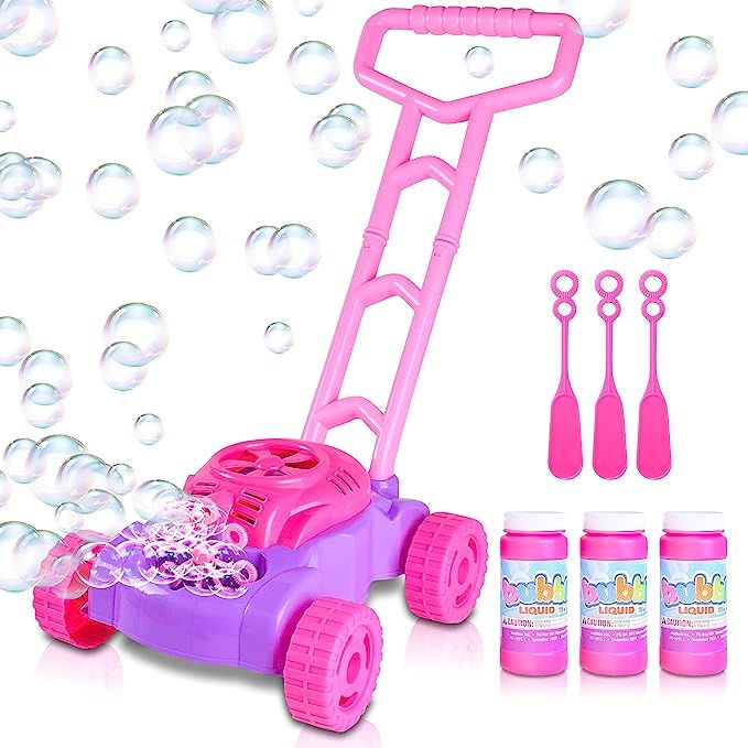 ArtCreativity Pink and Purple Bubble Lawn Mower for Toddlers | Electronic Bubble Blower Machine |... | Amazon (US)