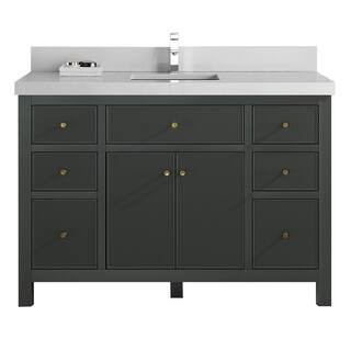 Willow Collections Sonoma 48 in. W x 22 in. D x 36 in. H Bath Vanity in Dark Green with 2 in. Car... | The Home Depot