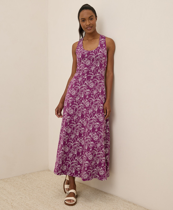 Women’s Fit & Flare Open Back Maxi Dress made with Organic Cotton | Pact | Pact Apparel