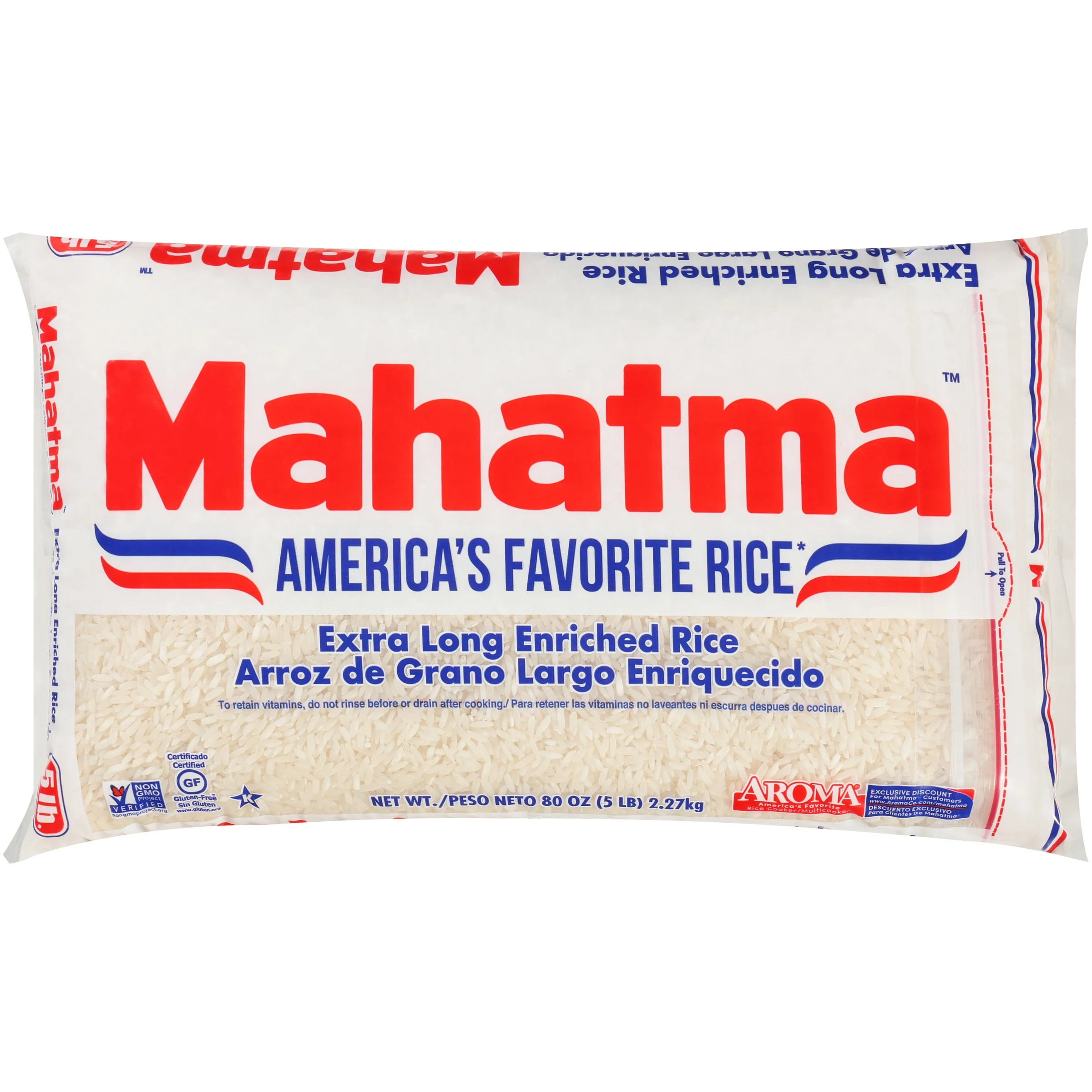 Mahatma White Rice, Extra Long Enriched Rice, 5 lb Bag | Walmart (US)