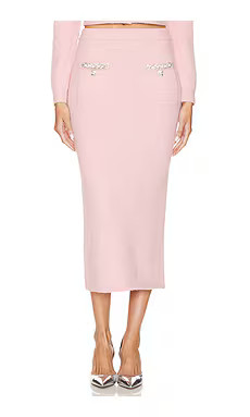 self-portrait Embellished Knit Midi Skirt in Pink from Revolve.com | Revolve Clothing (Global)