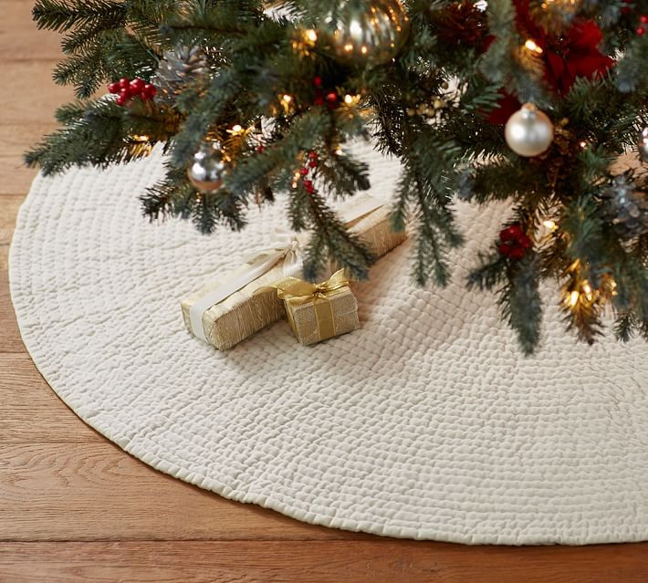 Channel Quilted Velvet Tree Skirt | Pottery Barn (US)