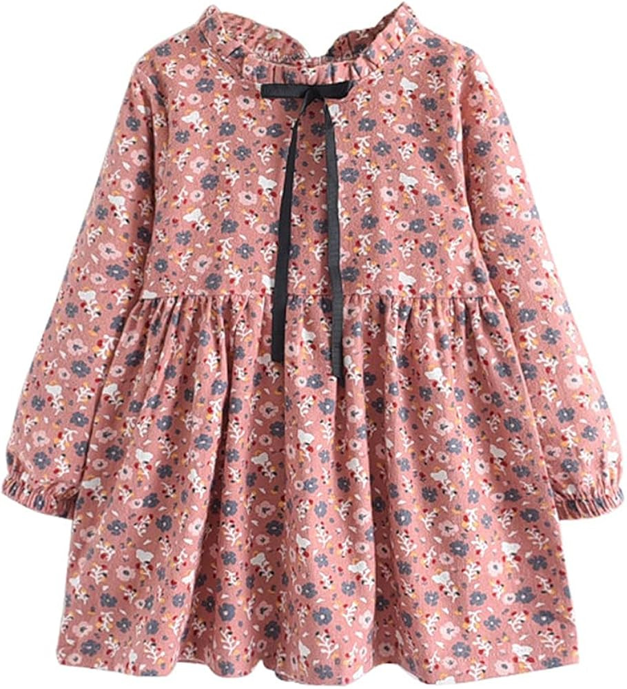 Mud Kingdom Fashion Little Girls Floral Dress Long Sleeve Ruffled Cute Spring Autumn | Amazon (US)