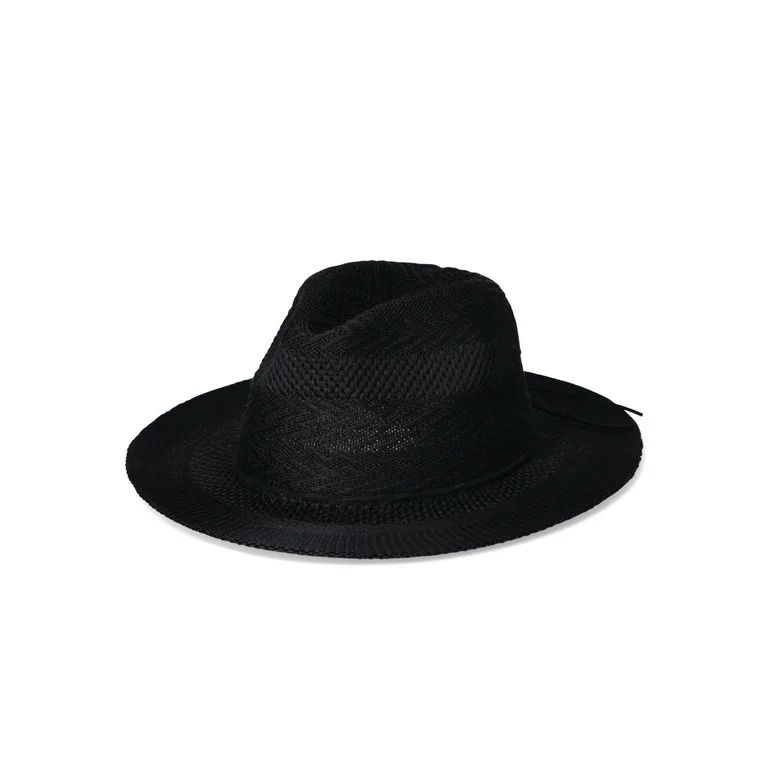 Time and Tru Women's Polyester Knit Fedora, Black Soot | Walmart (US)