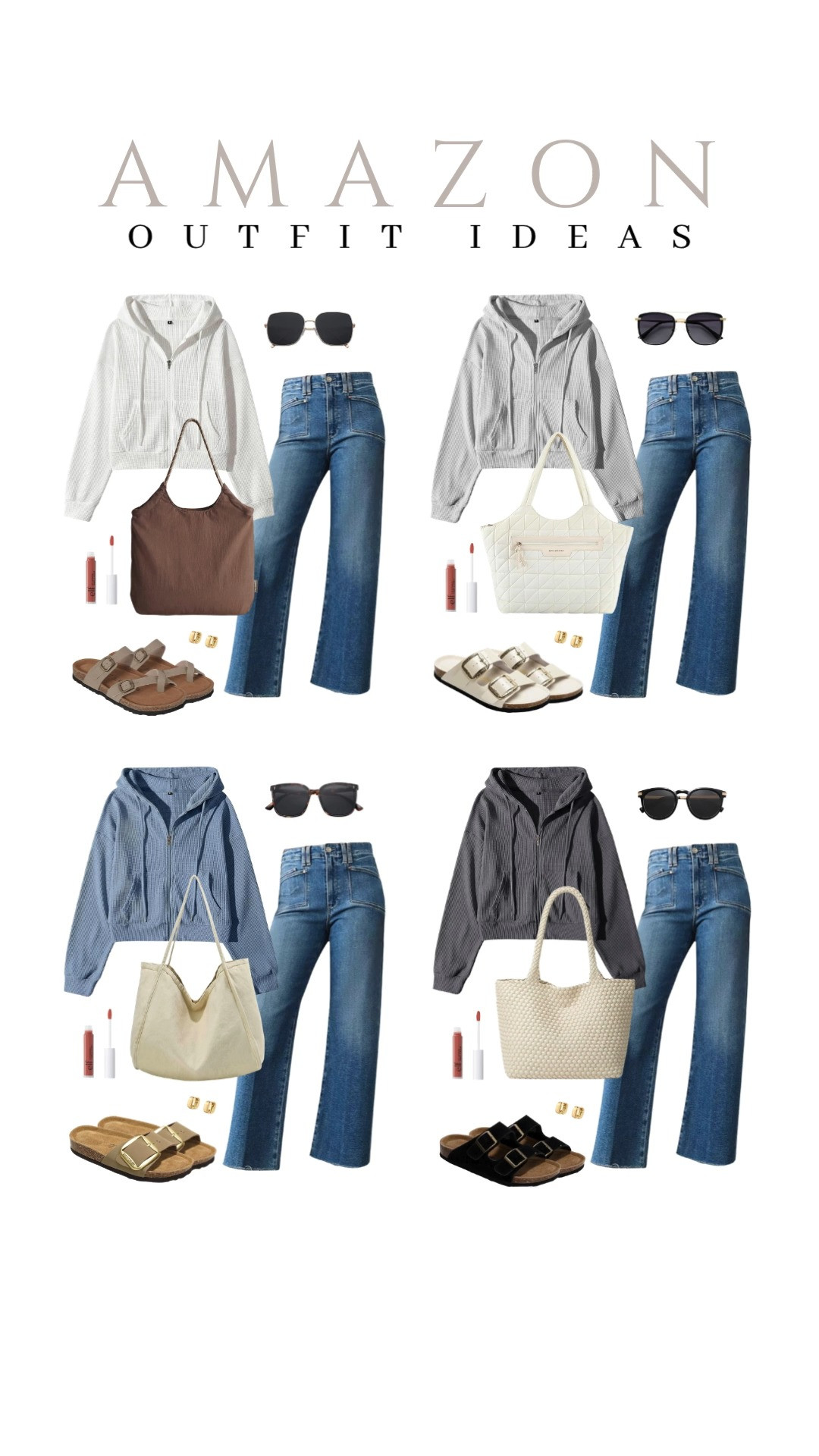 This comfy look is perfect for errand running. The zip-up crop hoodie from Yimoon and wide-leg jeans paired effortlessly with a roomy beach bag and Project Cloud’s cork footbed sandals. These oversized square metal sunnies and chunky hoop earrings completed the whole fit. 

The next combination is about sleek, modern coordination. The cropped hoodie and Astylish’s pants pair nicely with BAGSMART’s tote bag and these leather flat sandals. You can finish this look with SOJOS retro aviator sunnies, classic hoops, and e.l.f. Lip Lacquer.

This combo of a zip-up cropped hoodie and wide-leg jeans pairs well with Project Cloud’s memory foam sandals and this trendy, casual canvas tote bag. Simple sunnies and these hoop earrings round out the chic look. 

Our crowd favorite outfit is next, and it is perfect for running errands and staying on the move. The casual crop hoodie and denim go well with a stylish woven bag and Project Cloud’s cork footbed sandals. Wear these polarized sunnies and everyday hoop earrings to complete the look.

This unique fit of a cropped hoodie and Astylish’s wide-leg jeans is an awesome pair for Project Cloud’s wedge slides. Grab an oversized, slouchy leather bag, your SOJOS sunnies, and a shiny lip color for a clean finish.

#LTKSeasonal #LTKSaleAlert #LTKTravel 

 