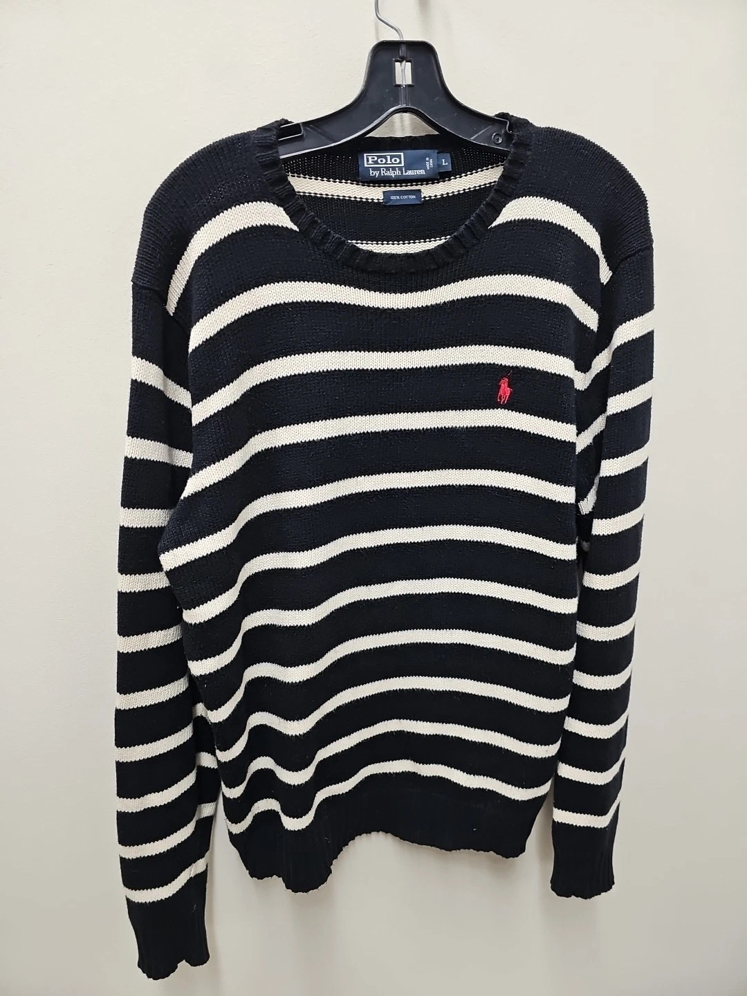 Vintage Polo Ralph Lauren Striped Black White Knit Sweater size L | eBay | eBay US