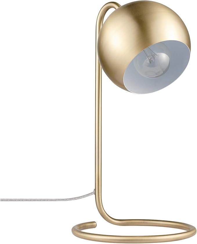 Globe Electric 52885 15" Desk Lamp, Matte Brass, White Inner Shade, Modern, Home Décor, Lamp for... | Amazon (US)