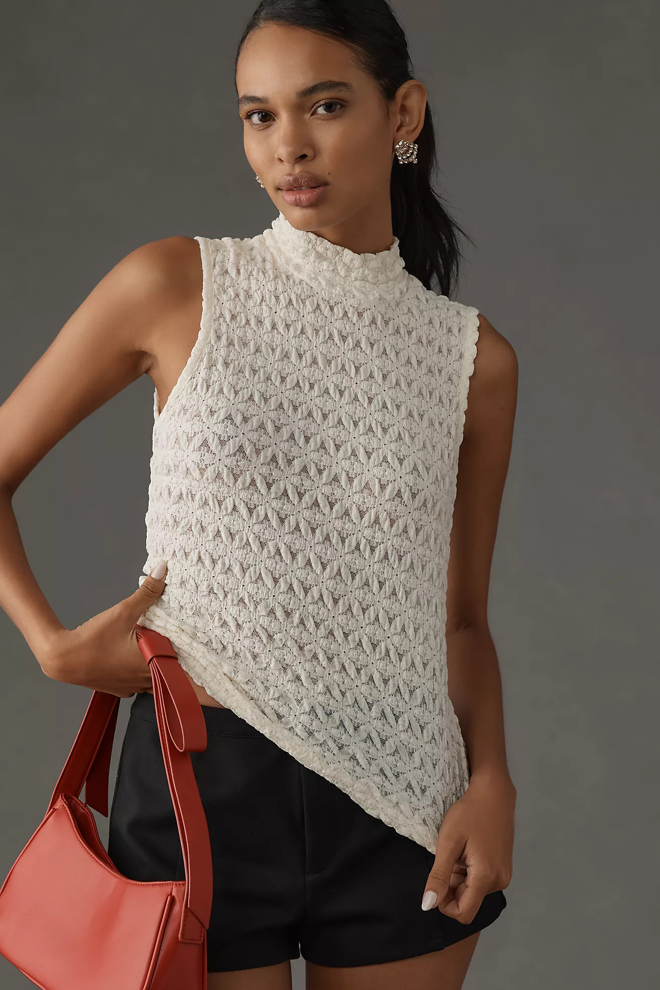 Sanctuary Mock-Neck Pucker Up Lace Tank | Anthropologie (US)