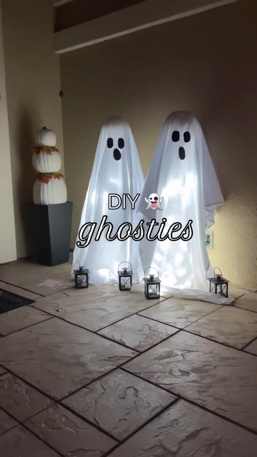 DIY PORCH GHOSTS 👻 super easy & cheap!
 
1. Zip tie a tomato cage together.
2. Add a styrofoam ball for its head.
3. Run lights through the cage.
4. Drape a bed sheet over.
5. Cut out felt eyes and mouth.
6. Add any accessories! I added a lantern 💡 

#halloweendecor #halloweendiy #diyhalloween #halloween #decoratewithme #tomatocageghost #ghostdiy #halloween2025 #halloweendecorations #halloweendecorideas #amazonfinds #amazonfavorites

#LTKHalloween #LTKSeasonal #LTKHome