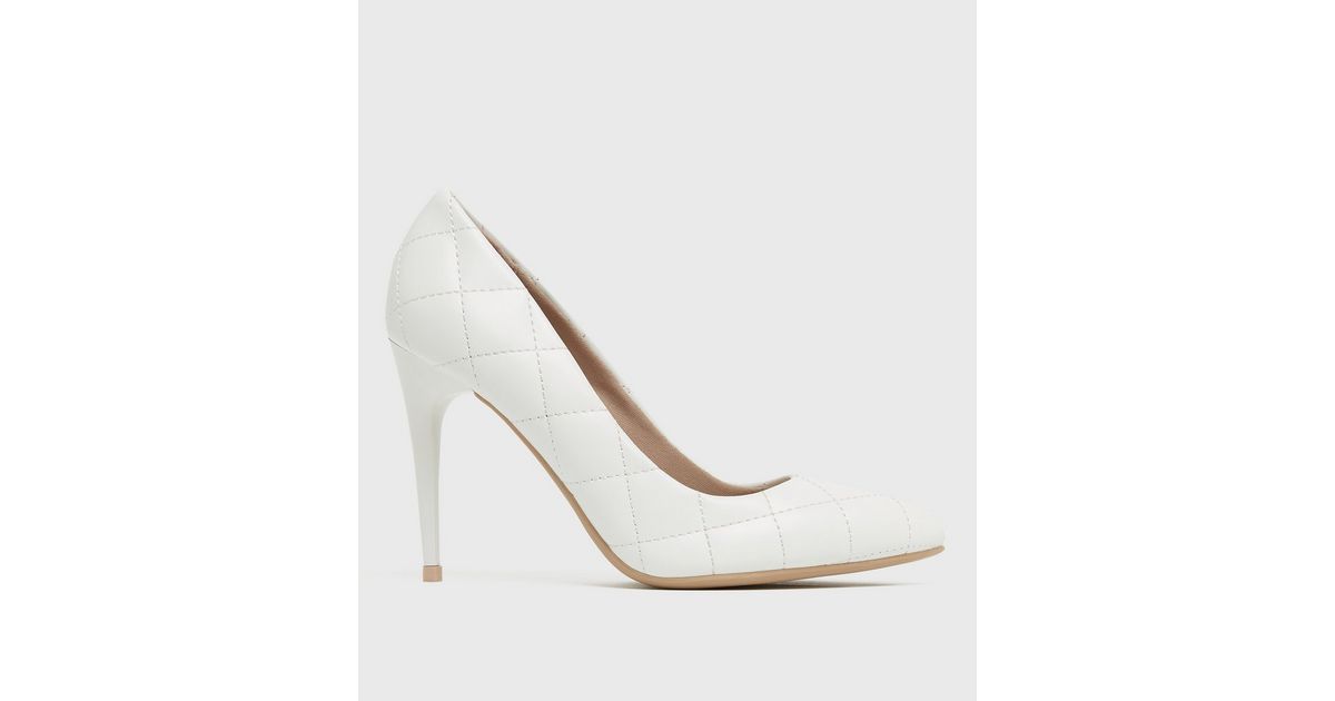 White Quilted Stiletto Heel Pointed Court Shoes
						
						Add to Saved Items
						Remove from... | New Look (UK)