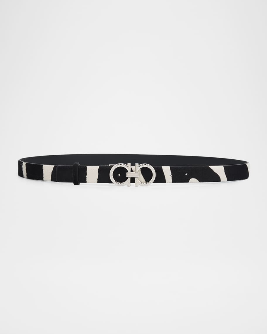 Ferragamo Donna Pony Hair Double Gancini Belt | Neiman Marcus