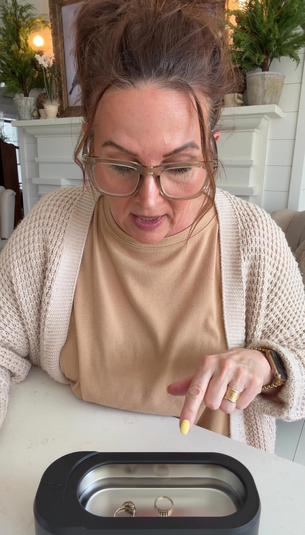 I got this ultrasonic jewelry cleaner to clean my rings. It does such a good job and is also fun to watch. Super nifty gadget.  

 #LTKselfcare #LTKHome