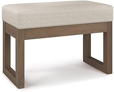 SIMPLIHOME Milltown Small Ottoman Bench - 27 inch Wide Upholstered Tweed Look Fabric Rectangle Fo... | Amazon (US)