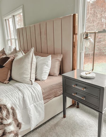 A few of our bedroom favorites from WAYFAIR and WEST ELM are currently on sale! Tagging our bed, nightstands (currently sold out in gray, but available in black and white with gold handles), similar lamp, TENCEL sheet set, comforter and other bed options. Sheet set in color SAND. 

#LTKhome #LTKFind #LTKsalealert