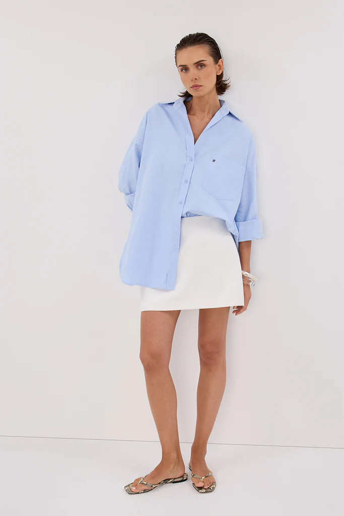 RHEA BLUE OVERSIZED COTTON SHIRT | DISSH