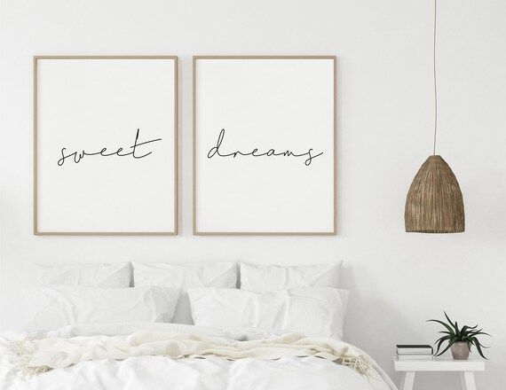 Sweet Dreams Print Above Bed Decor Set of 2 Prints Bedroom - Etsy | Etsy (US)