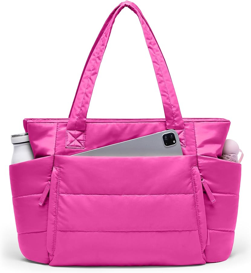 Tote Bag for Women with Zipper, Quilted Puffer Tote Bag with Compartments, Lightweight Puffy Work... | Amazon (US)