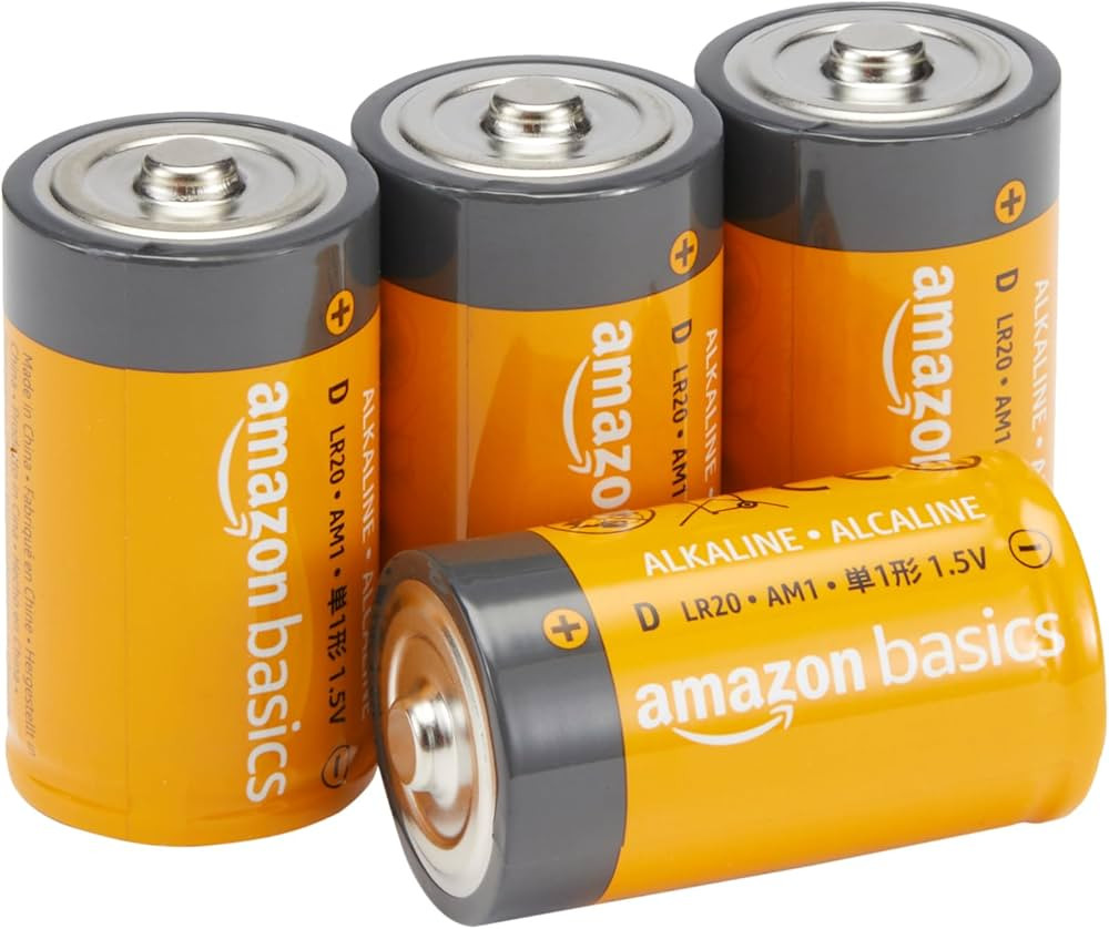 Amazon Basics 4-Pack D Cell Alkaline Everyday Batteries, 1.5 Volt, 5-Year Shelf Life | Amazon (US)