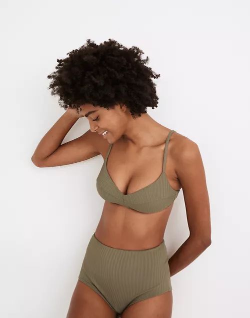 Madewell Second Wave Ribbed Retro Seamed Bikini Top | Madewell