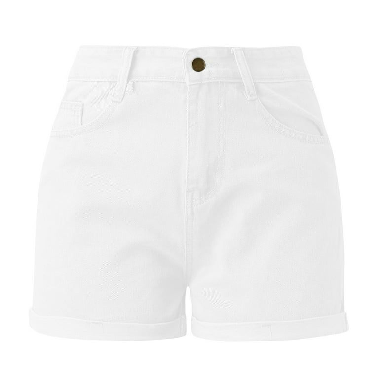 Entyinea Womens Denim Shorts Casual High Waisted Stretchy Denim Shorts White XXL | Walmart (US)
