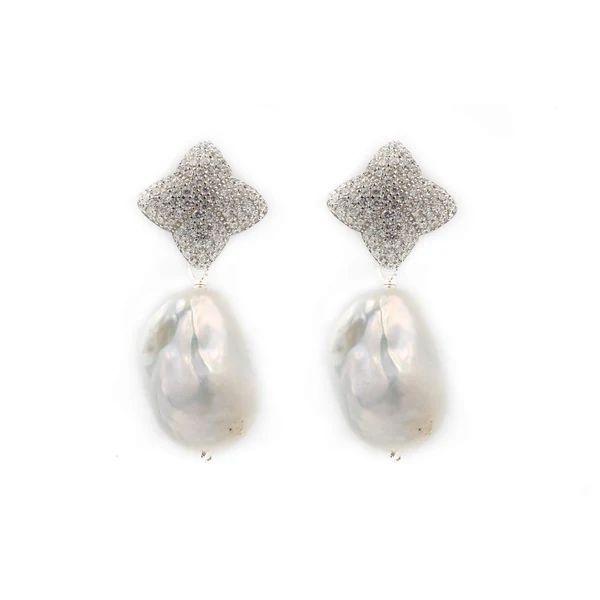 Alicia Earring, Silver with Baroque Pearl Charm | Hazen & Co