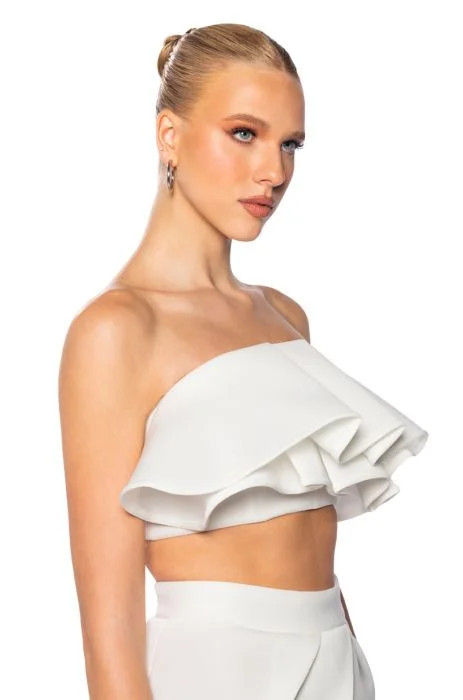 MIDSUMMER RUFFLE TOP IN WHITE | AKIRA