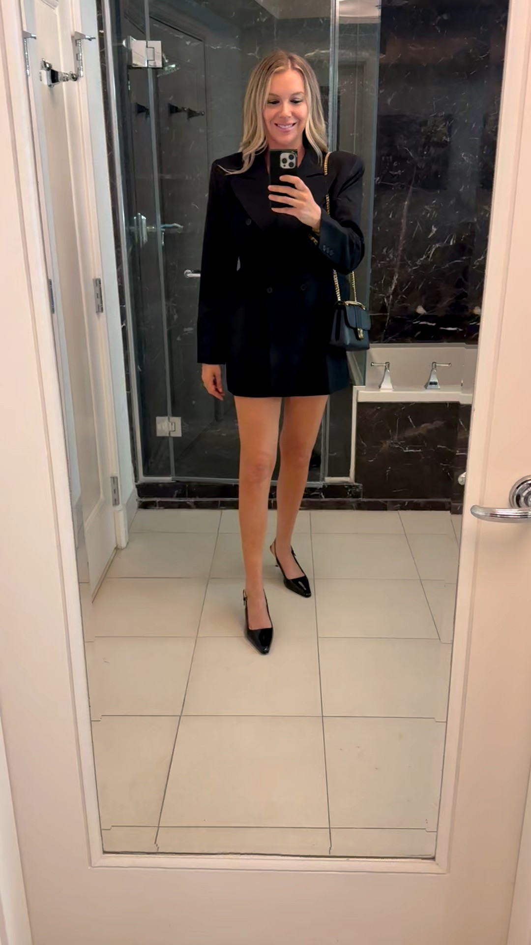 Lioness structured waist blazer dress I wore out to dinner at night during Bravocon … $125 and another new fave. Will wear with tights too! Wearing a size M which is my usual for the brand. Most of the look is Amazon other than the bag. 