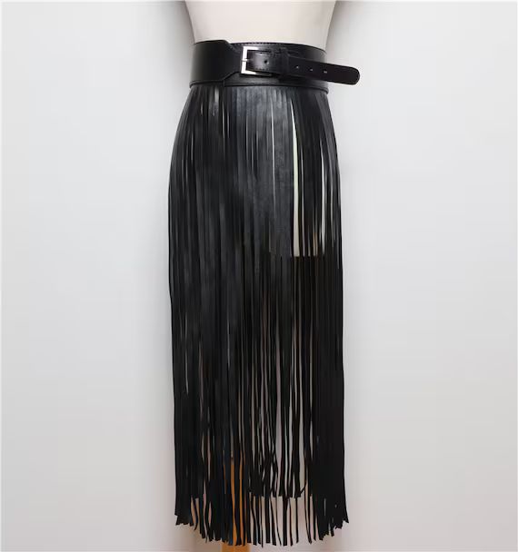 Personalized Long Fringed Skirtwide PU Leather Belt | Etsy Canada | Etsy (CAD)