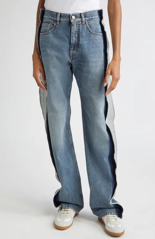 MM6 Maison Margiela Deconstructed Straight Leg Jeans in Blue at Nordstrom, Size 27 | Nordstrom