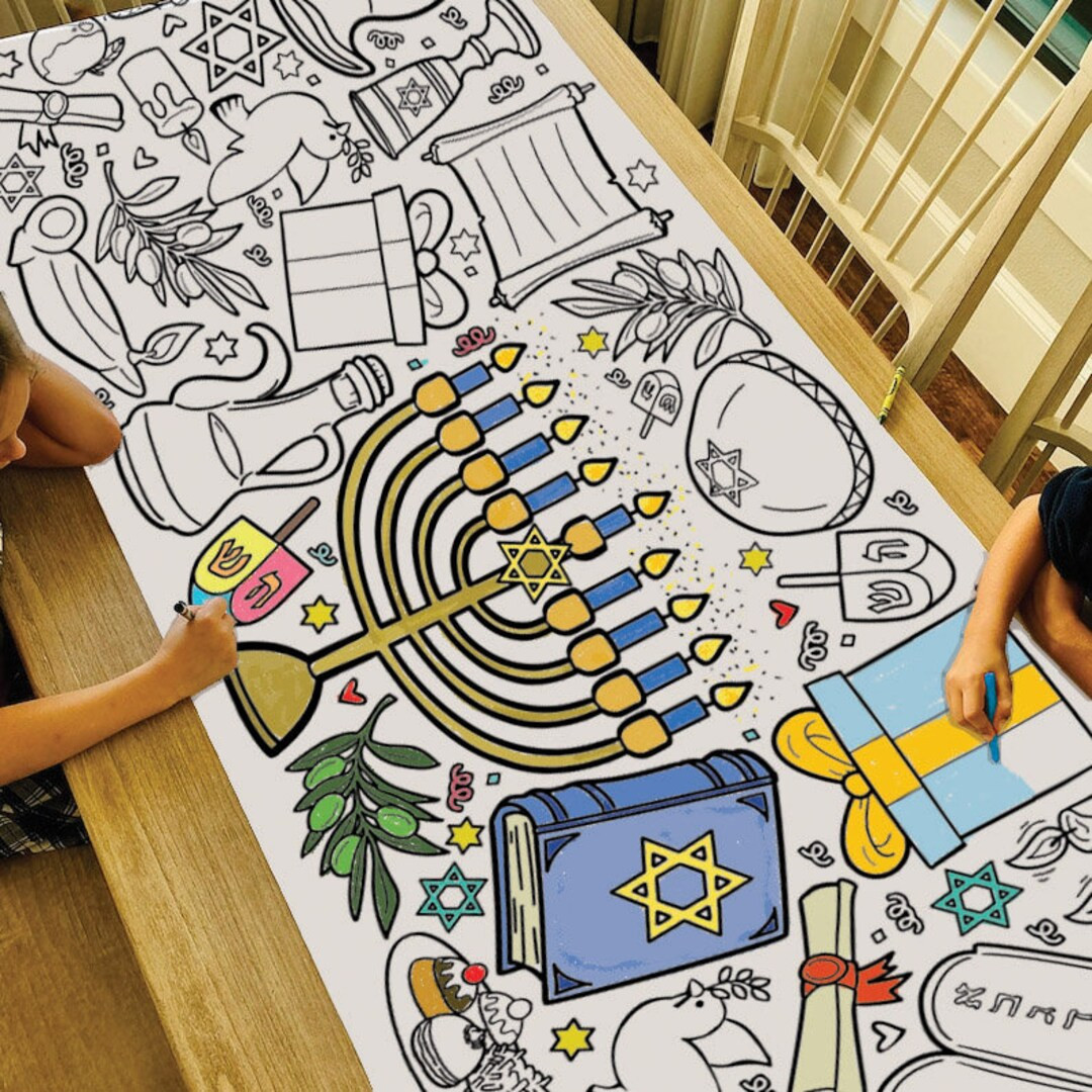 GIANT Hanukkah Coloring Poster or Table Cover | Paper Holiday Tablecloth for School Parties | Win... | Etsy (US)