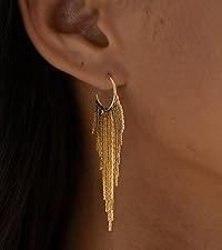 Gold Earrings for Women, 14K Gold Plated Tassel Dangle Earrings for Women Trendy Hypoallergenic L... | Amazon (US)