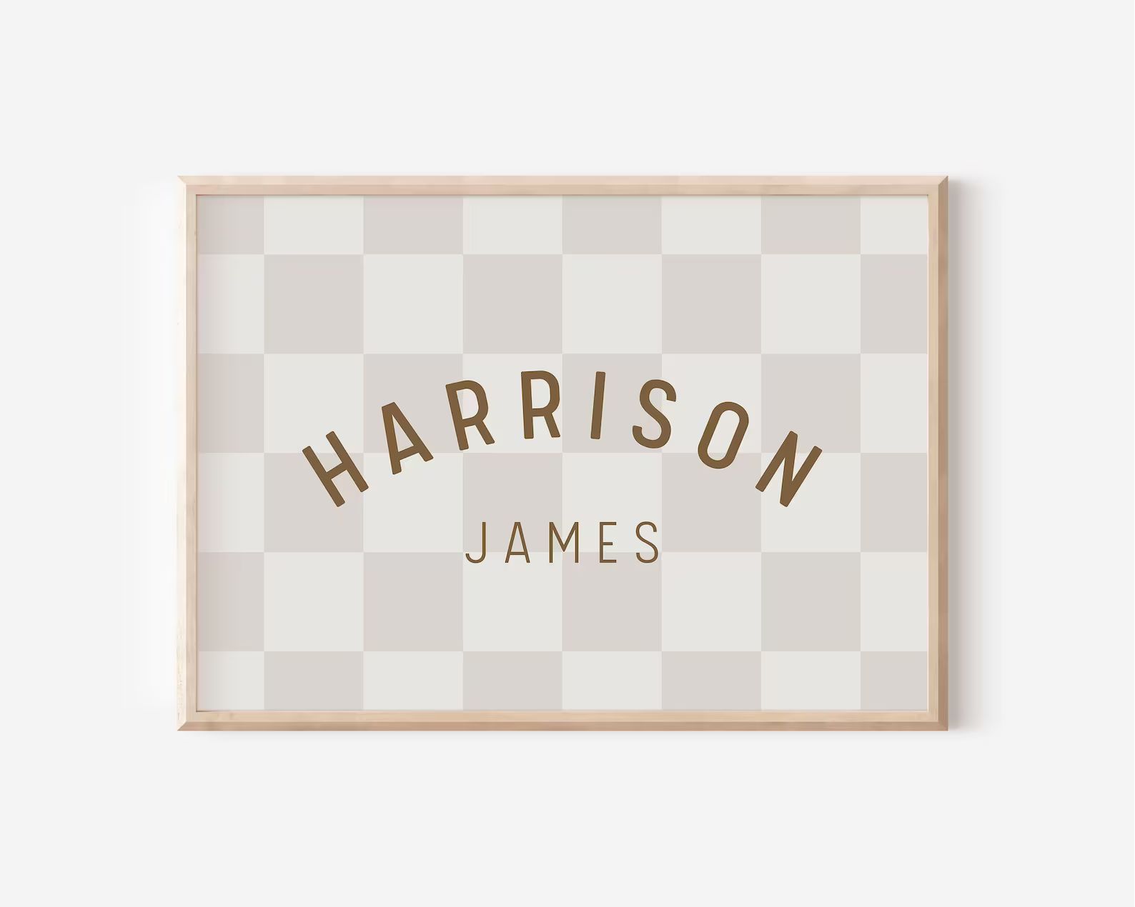 Personalized Name Sign Downloadable Print, Nursery Name Decor, Kids Room, Checkerboard Neutral Wa... | Etsy (US)