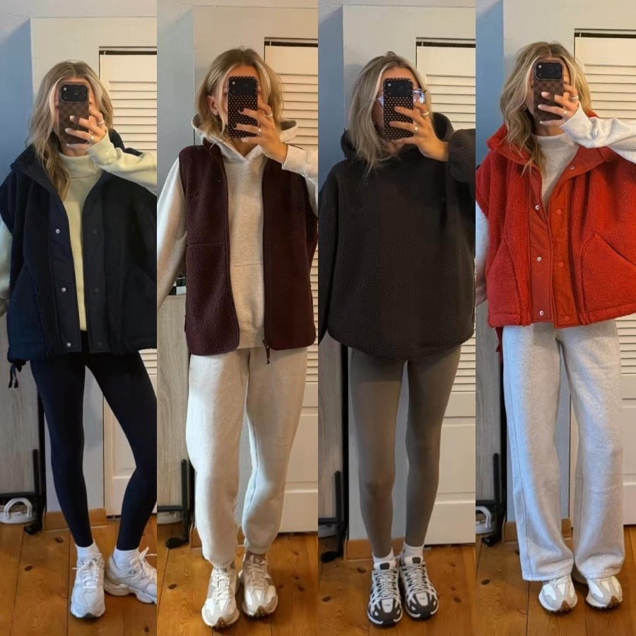 1st outfit: Both tops: small, leggings 2
2nd: tops: small, pants: XXS 
3rd: top: small, pants: xs
4th: top: small, vest: xs, pants: XXS

#LTKFindsUnder50 #LTKFindsUnder100 #LTKBeauty