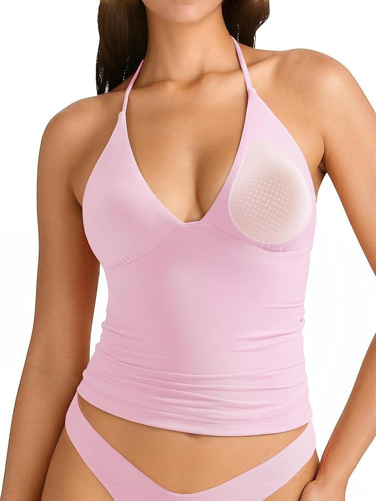 SUUKSESS Women Double Lined Halter Tank Top Summer Padded Going Out Tops Sleeveless Basic Shirts | Amazon (US)