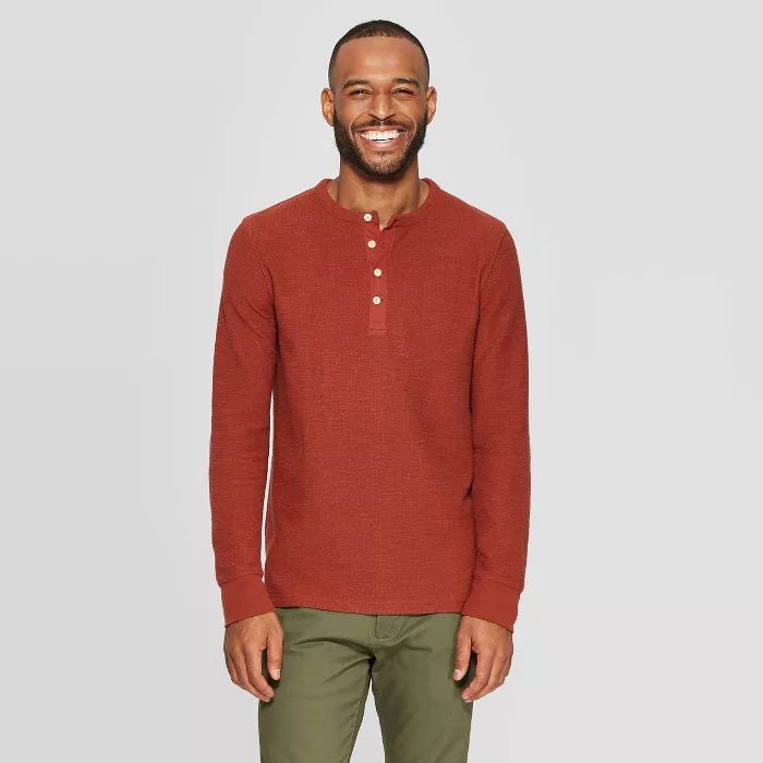 Men's Regular Fit Long Sleeve Textured Henley Shirt - Goodfellow & Co™ | Target