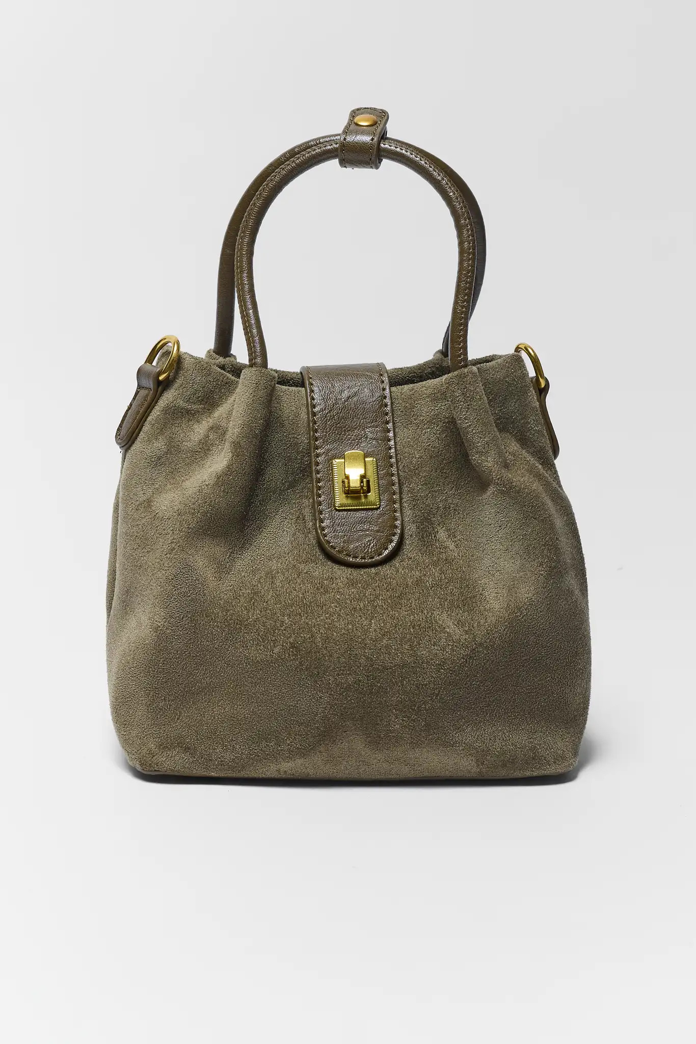 Green Faux Suede Bucket Bag | Avara