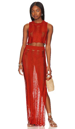 superdown Tayla Maxi Skirt Set in Burnt Orange. - size M | Revolve Clothing (Global)