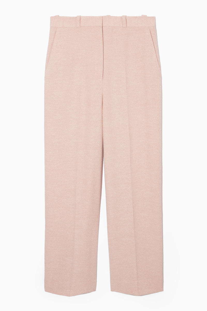 Wide-Leg Textured Trousers in Pink | COS UK