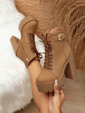 Women's Ankle Boots And Short Boots 2023 Fashionable Shoes, Autumn And Winter New One-Button Brit... | SHEIN