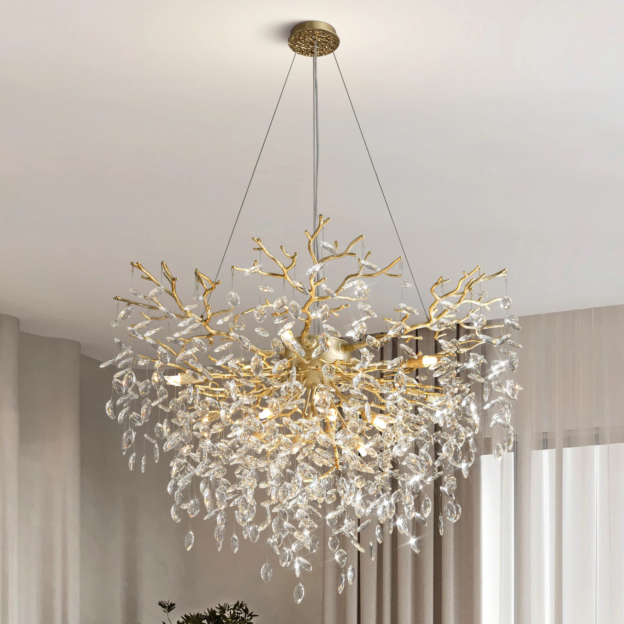 Modern12-light Chrome Crystal Chandelier With Tree Branch Design | Wayfair North America