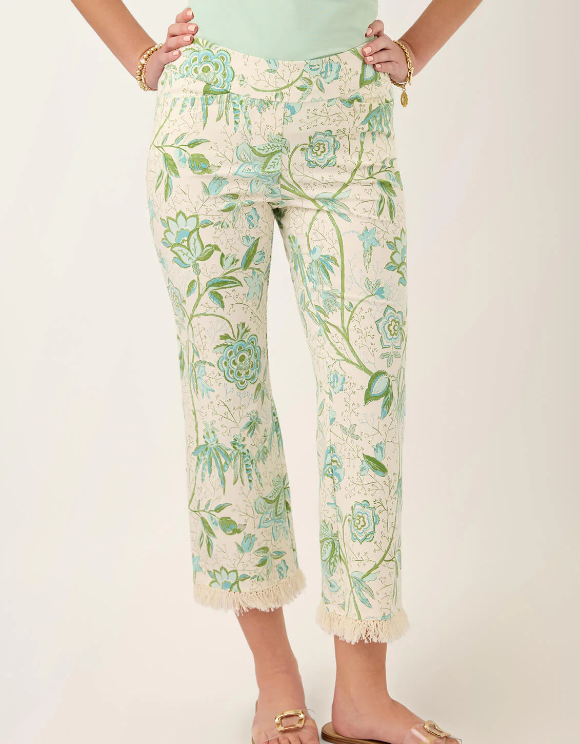Maren Fringe Pant Seawall Branches | Spartina 449