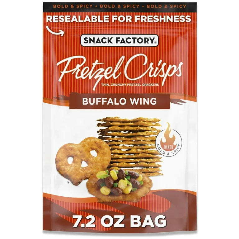 Snack Factory Buffalo Wing Pretzel Crisps, Non-GMO, 7.2 oz Resealable Bag | Walmart (US)