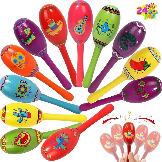 JOYIN 24 Pcs Cinco De Mayo Mini Wooden Maracas Musical Fun Party Favors for Birthday Party Favors... | Amazon (US)