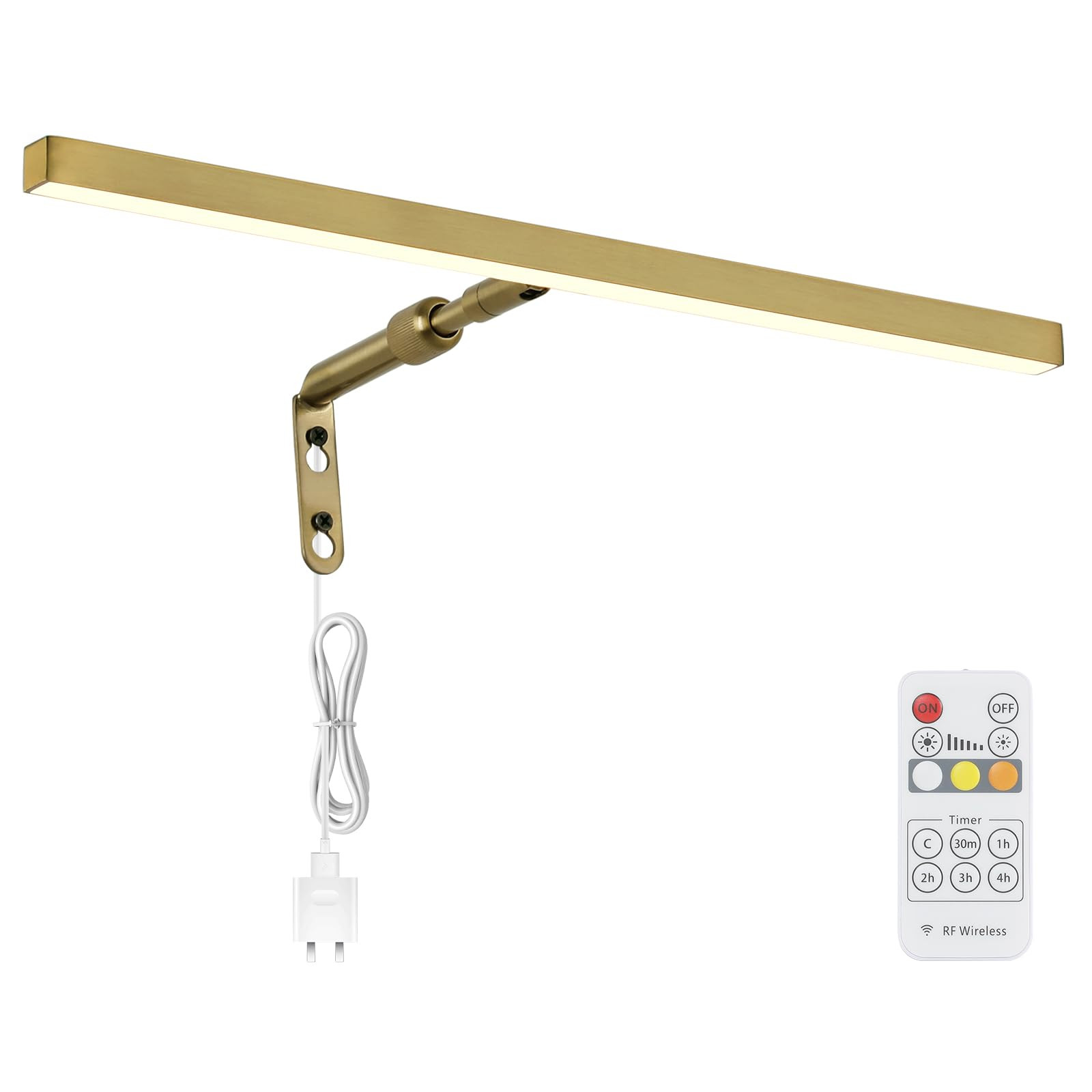 Brass Picture Lights for Paintings Plug in, 16" 4W Adjustable LED Gold Picture Light Art Light, R... | Amazon (US)