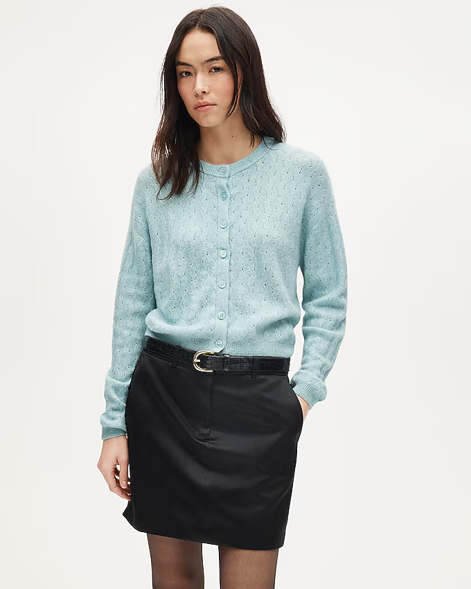 Supersoft pointelle bubble-hem cardigan | J. Crew US