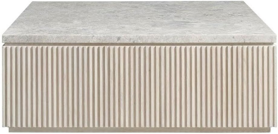 MAKLAINE Modern Accent Cocktail Table, Gray Stone Top, Textured Base, Built-in Casters for Living... | Amazon (US)