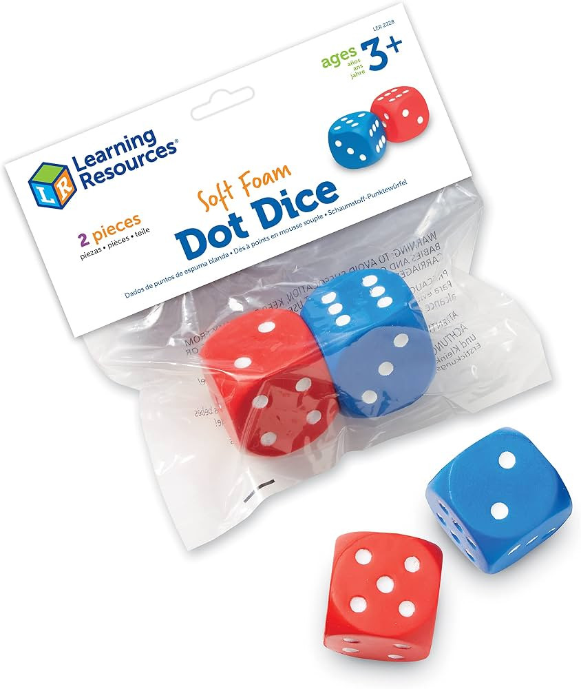 Learning Resources Foam Dice: Dot Dice, Red and Blue 6-Sided Foam Dice, Early Math Skills, Set of... | Amazon (US)